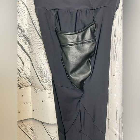 FUNARI LEGGINGS w/FAUX LEATHER POCKETS Size S - Picture 3 of 6